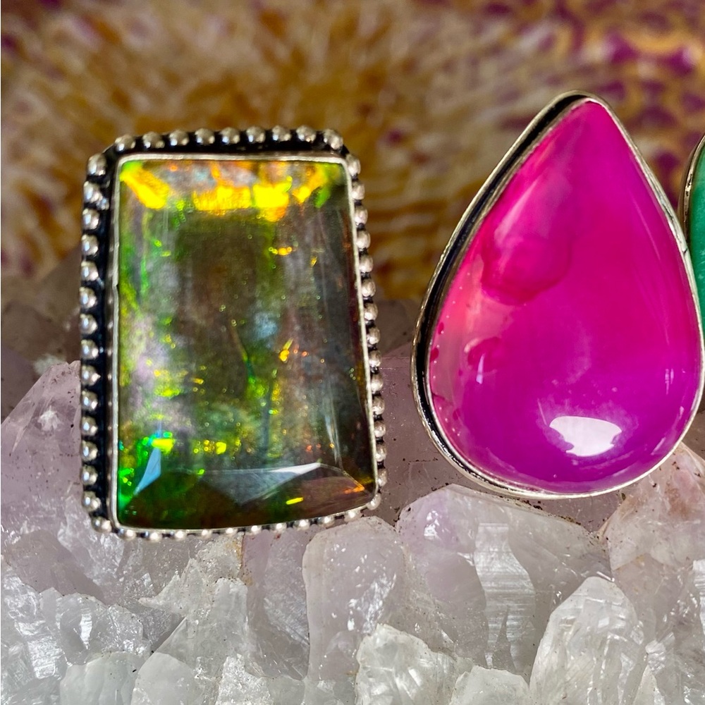 Elegant Multi-Stone Silver Ring Set - image 4